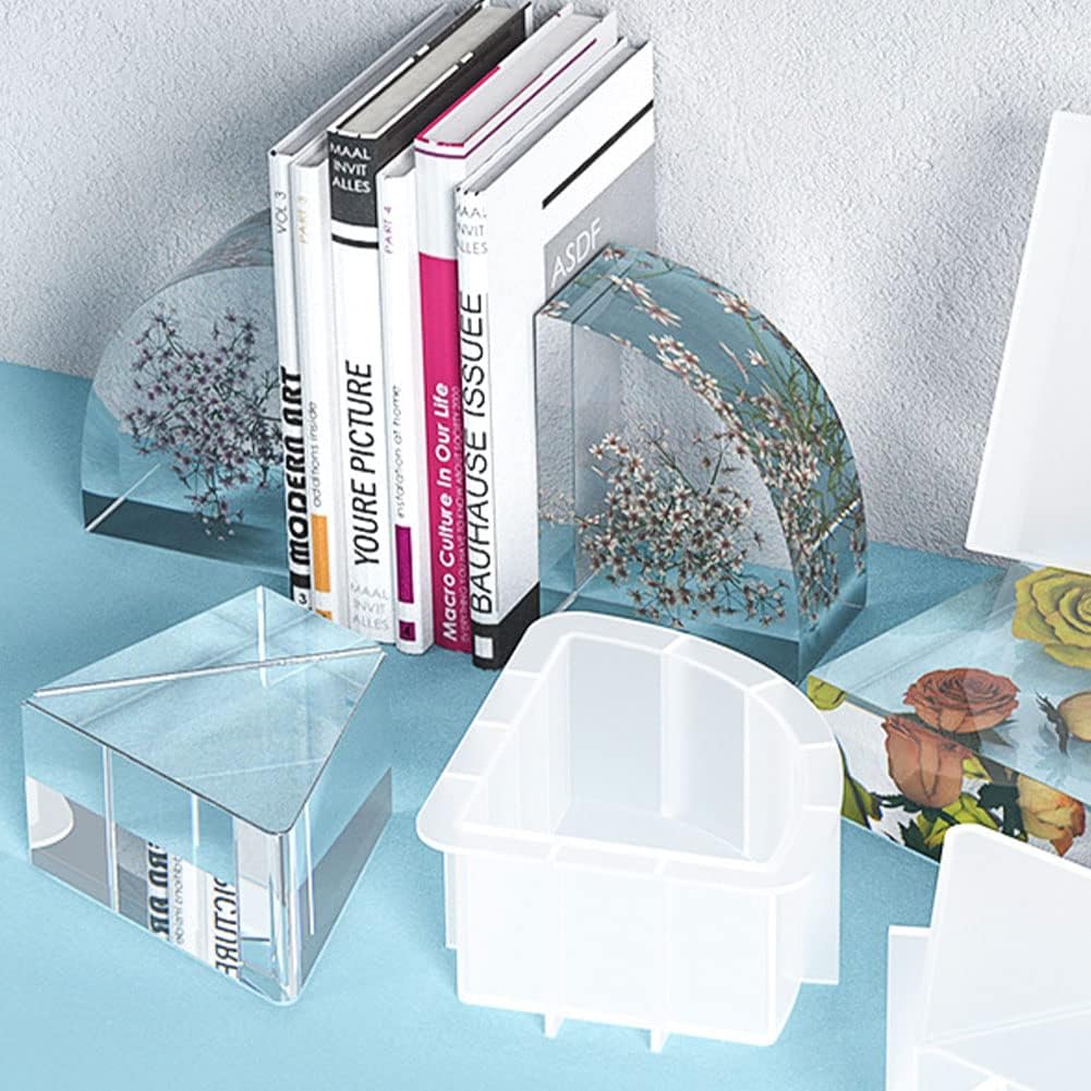 Liho Large Resin Molds,Bookend Resin Molds,Large Geode Book Organize Resin Molds Silicone,Crystal Epoxy Deep Resin Molds,Epoxy Resin Molds for Flowers Preservation,Bookends DIY(Sector) A605