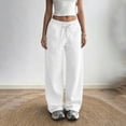 thumbnail image 4 of Lyanj Fall Sweatpants for Women Mid Rise Drawstring Straight Leg Pants Lightweight Solid Color Lounge Trouser for Workout, 4 of 7