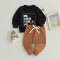 thumbnail image 2 of Fortune Toddler Boy 2PCS Fall Set, Long Sleeve Letter Pie Print Sweatshirt Tops Drawstring Pants, 2 of 8