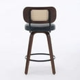 thumbnail image 5 of Spaco Set of 2 Counter Height Bar Stools, 26 inch Rattan Counter Height Stools with Cane Back, Upholstered Seat, Walnut Craftsmanship, Swivel Counter Stools for Kitchen, Black, 5 of 14