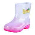 thumbnail image 1 of PEASKJP Girls Heeled Booties Ruffled Chunky Heel with Classic Side Zipper Dress Booties for Kids, Pink 28, 1 of 5