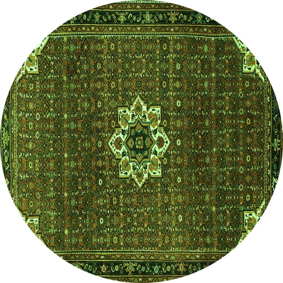 Ahgly Company Indoor Round Medallion Green Traditional Area Rugs, 6' Round