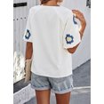 thumbnail image 4 of QINCAO Womens Tops Boho Floral Embroidered V-Neck Short Sleeve Casual Loose Shirts S-XXL, 4 of 5