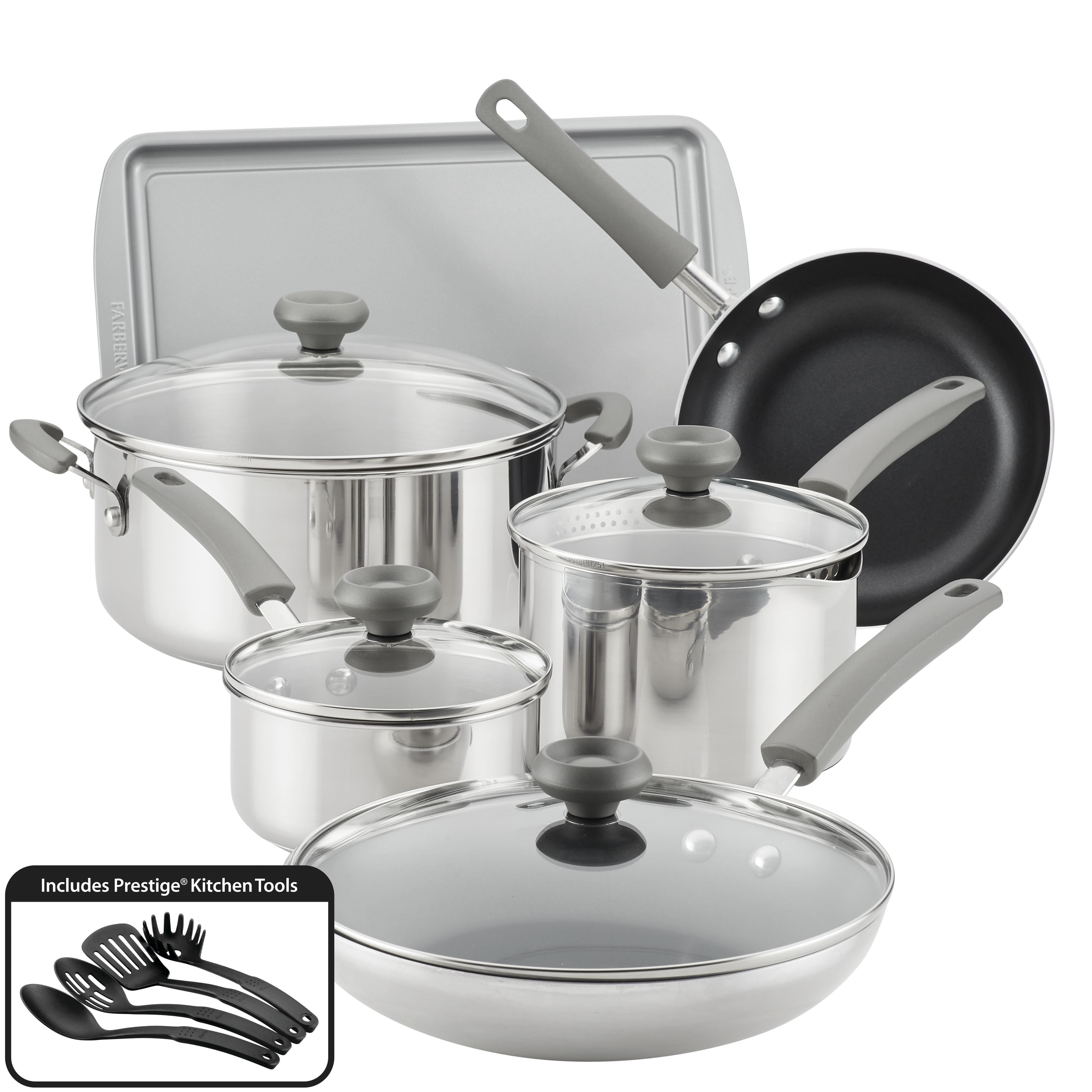 Farberware 14-Piece Complements Stainless Steel and Nonstick Pots and Farberware Stainless Steel Pots And Pans Set