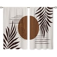 thumbnail image 6 of Brown Abstract Boho Mid Century Small Kitchen Curtains Modern Leaf Window Treatment Plant Chic Cafe Short Window Curtains for Bathroom Dining Laundry Room Tier Treatment Drapes 27.5x39 inch, 6 of 6