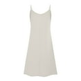 thumbnail image 6 of TIHLMK White Dress Fashion Women Casual V-Neck Sleeveless Swing Solid Loose Sling Dress, 6 of 6