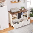 thumbnail image 6 of 40" Lateral File Cabinet,Farmhouse Wood Small Home Office Storage with Wheels,Filing Cabinet with 2 Drawers for Legal/Letter/ A4 Size (Brown), 6 of 8