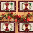 thumbnail image 3 of mubwai Christmas Trees Merry Xmas Placemats Set of 4, 12x18 Inch Red Buffalo Plaid Xmas Snowflake Kitchen Dinning Table Mats Washable Place Mats for Indoor Outdoor Home Party Decor, 3 of 6