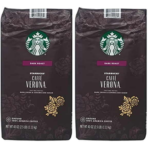 Starbucks Starbucks Caffe Verona Dark Roast Ground Coffee - Pack Of 2 Bags - 40 Oz Per Bag - 80 Oz Total - 100% Arabica Coffee - Bulk Starbucks Coffee