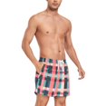 thumbnail image 4 of FORMRS Mens Swim Trunks Mesh Liner Quick Dry Casual Beach Board Shorts with Pockets, Sizes S-2XL, Red Teal Stripes, 4 of 9