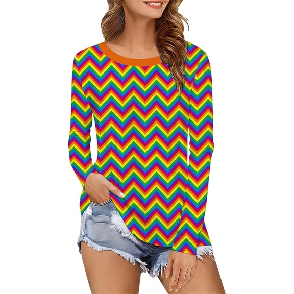Womens Work Shirts Long Sleeve Print Round Neck Womens Athletic Tops,Multicolour,5XL