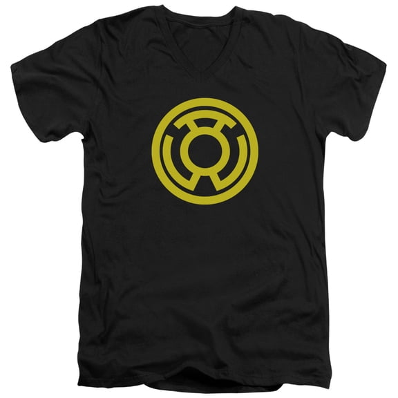 Green Lantern Yellow Emblem S/S Adult V-Neck T-Shirt Black