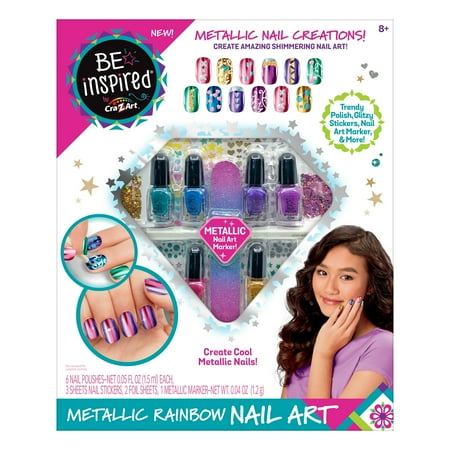 3 Pack Cra-Z-Art Be Inspired Metallic Rainbow Nail Polish, Metallic Nail Art Activity Set