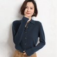 thumbnail image 4 of Suéter de mezcla de lana para mujer, cárdigan a medida con cuello tipo polo, chaqueta suave y holgada de punto informal a la moda para otoño e invierno, 4 of 5