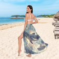 thumbnail image 6 of FORMRS Womens Beach Sarong Semi-Sheer Bikini Wrap Skirt Swimsuit Cover-ups, Beige Floating Whale, 6 of 7