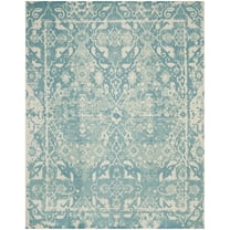 SAFAVIEH Restoration Vintage Eunice Bordered Wool Area Rug, Light Blue/Ivory, 8' x 10'