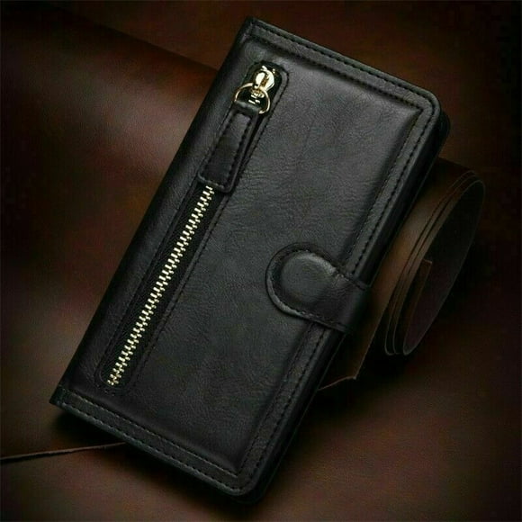 Kelvin Étui Portefeuille Magnétique en Cuir à Fermeture Éclair pour Samsung Galaxy S21 (Noir)