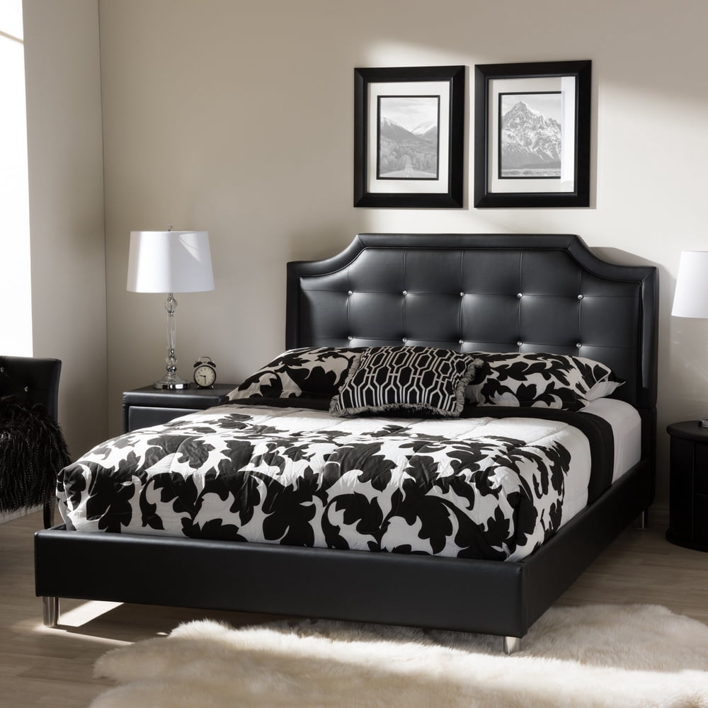Baxton Studio Carlotta Modern Black Faux Leather Platform Bed with ...