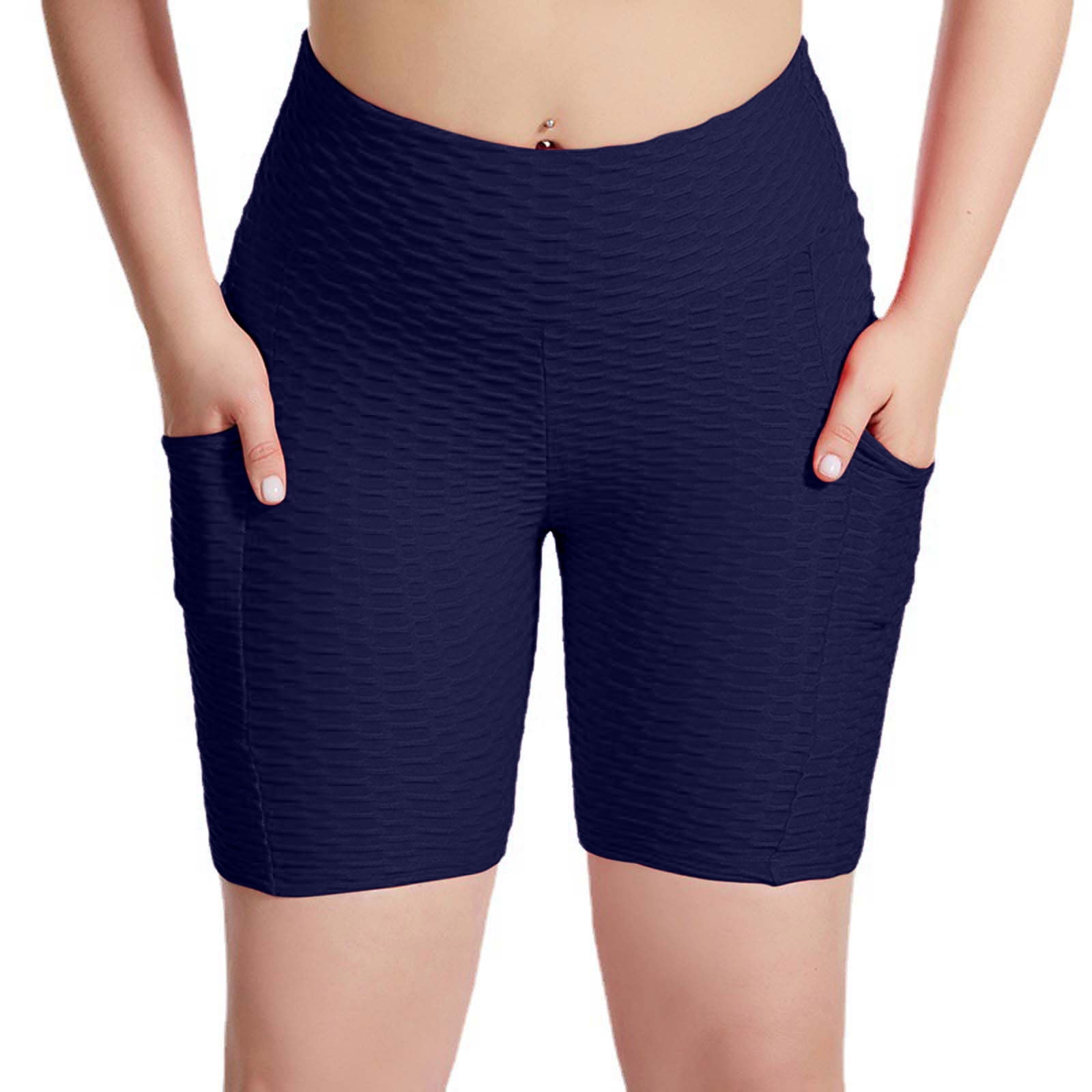 Details about   Athletic Shorts with Pockets Women Sport Workout Yoga Short High Waist Stretch 
