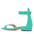 thumbnail image 3 of YDN Women Round Open Toe Ankle Strap Sandals Low Chunky Heels with Buckle Elegant Dressy Party Daily Shoes Size 5.5 Turquoise, 3 of 4
