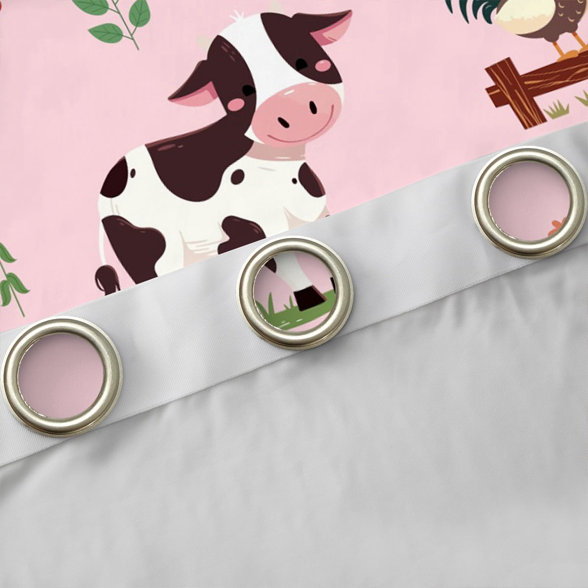 jejeloiu Cartoon Animal Blackout Curtains Set of 2 (52x84 Each),Cow Sheep Pig Window Curtains,Funny Country Theme Curtains and Drapes For Girl Boys,Super Cozy Room Decor