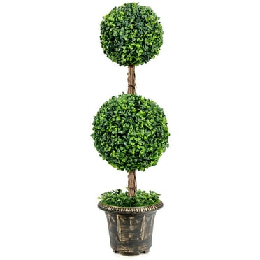 Costway 36'' Artificial Topiary Double Ball Tree Indoor Outdoor UV Resistant