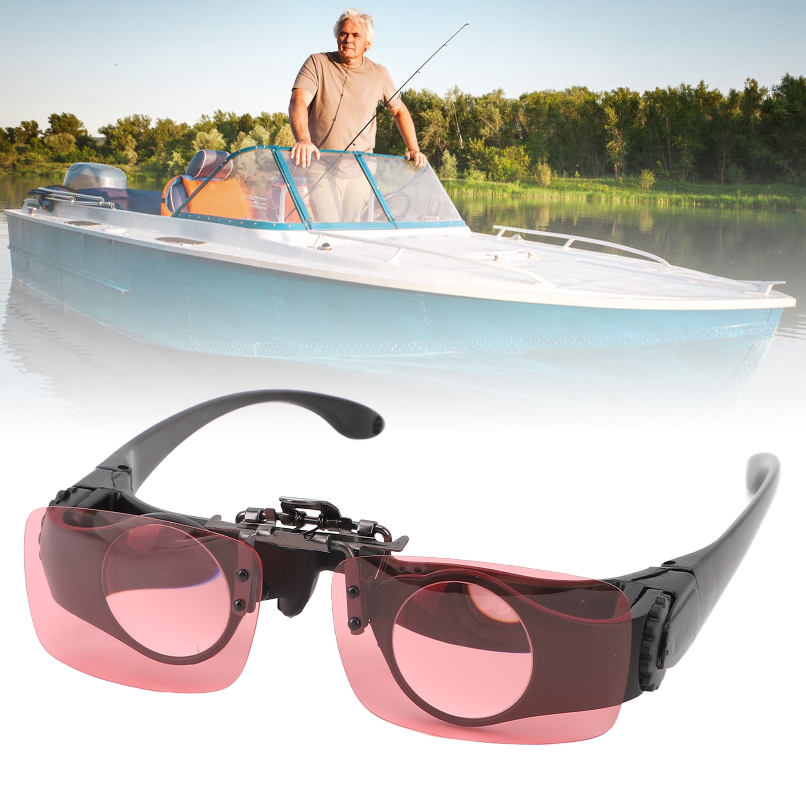 Fishing Binocular Glasses Hands Free 8x Zoom Manual Focus HD Green Film Ergonomic Nose Rest with CPL Filters Fishing Telescope Glasses for Concert