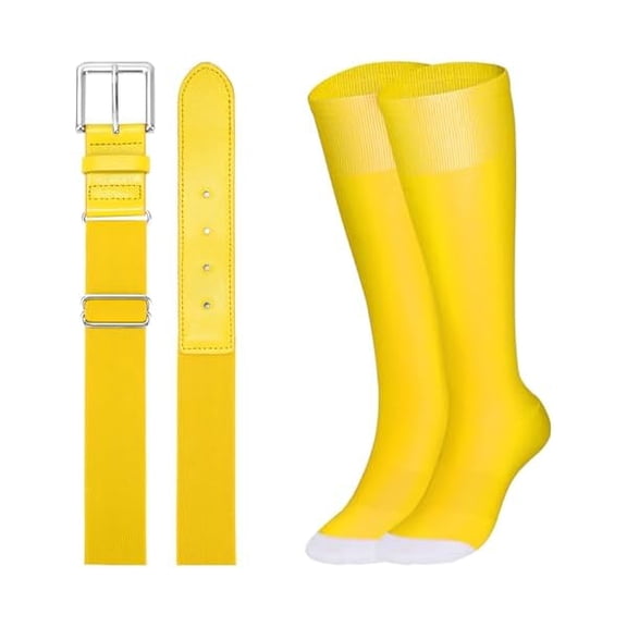 Eryueer Baseball Socks and Belt Combo Set Adjustable Softball Socks and Belt for Youth Adult
