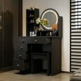 thumbnail image 2 of FUFU&GAGA Makeup Vanity Dressing Table Set With Touch Screen Mirror & Stool Black, 2 of 5