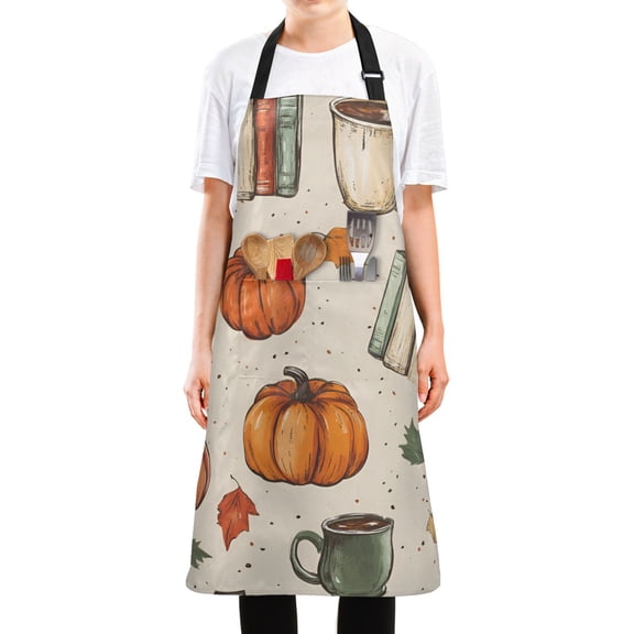 Yayeee Chief Kitchen Apron with Pockets for Cooking Water Resistant Unisex Adjustable Neck Strap, Beige Fall Coffee