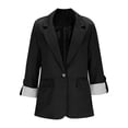 thumbnail image 6 of ClodeEU Women's Tweed Plaid Blazer Jacket , Casual Long Sleeve Lightweight Work Business Blazers Jackets Black,Womens Plus XXL, 6 of 9