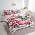 thumbnail image 3 of jejeloiu Christmas Gift Truck Bedding Comforter Set 7pcs,Xmas Tree Queen Bedding Sets,Happy New Year Queen Sheet Sets For Girl Kids,Ultra Soft Bedroom Decoration Reversible, 3 of 8