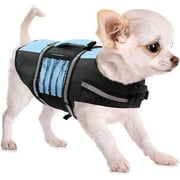 Queenmore Small Dog Life Jacket, Adjustable Pet Life Vest for Small and Medium Dogs with High Buoyancy, Rescue Handle, Reflective Bands for Boating, Canoeing, Swimming