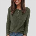 thumbnail image 3 of Towmus Women's V Neck Sweaters Solid Color Long Sleeve Pullover Tops Button Knit Sweater Fashion Daily Tops, 3 of 6