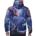 thumbnail image 7 of Uemuo Enchanted Forest Stag Gathering Pattern Men's Hoodie - Casual Pullover Hoodie with Kangaroo Pocket, Stylish Hooded Sweatshirt for Everyday Wear-Small, 7 of 7