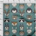 thumbnail image 3 of oneOone Cotton Cambric Dusty Teal Green Fabric Cute Animal Face Pattern Fabric For Sewing Printed Craft Fabric By The Yard 42 Inch Wide, 3 of 6