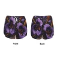 thumbnail image 3 of Gukieu Ornate Purple Floral Vase Print Women's Sports Shorts with Drawstring Elastic Waistband for Running, Yoga, Fitness-Small, 3 of 7