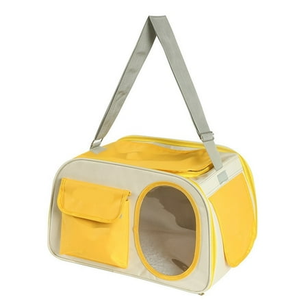 FL Soft Cat Dog Carriers Portable Foldable Shoulder Bag Outgoing Travel Puppy Kitten Breathable Handbag with Locking Safety Zippers