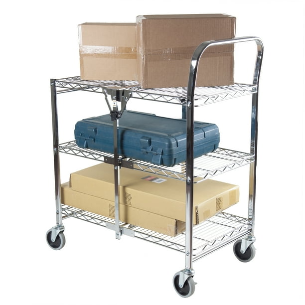 Collapsible 3 Tier Rolling Utility Storage Cart Wire