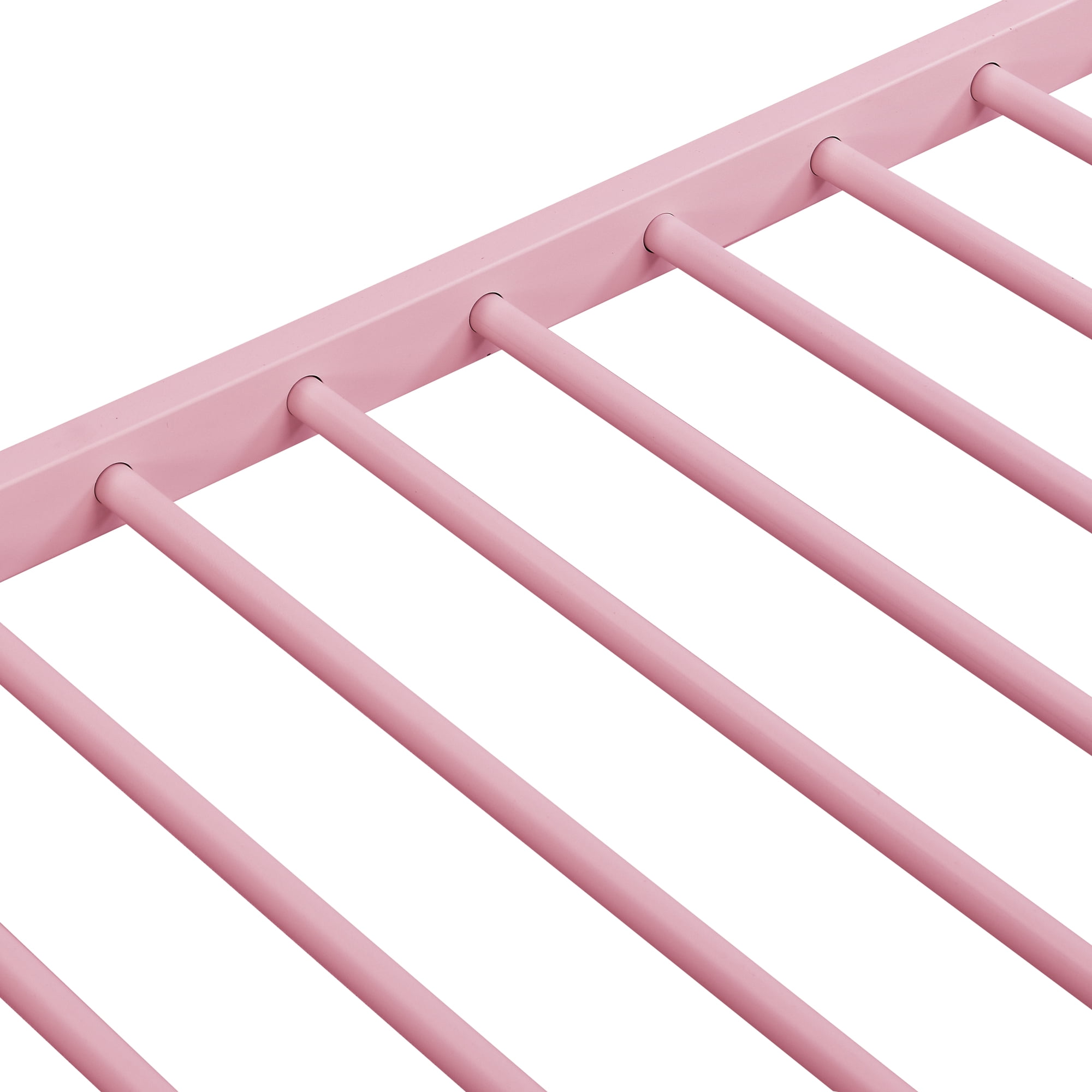 Leumius Triple Bunk Bed Twin over Twin with Trundle, Convertible 3 Twin Beds with Ladder & Safety Guardrail, Space-Saving for Teens and Adults, Bedroom Dorm,Pink