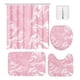 thumbnail image 2 of Juego de baño de mármol negro | Juego de 4 cortinas de ducha con alfombrilla antideslizante, tapa de inodoro y 12 ganchos | Tejido de poliéster impermeable para niños y adultos, 2 of 6