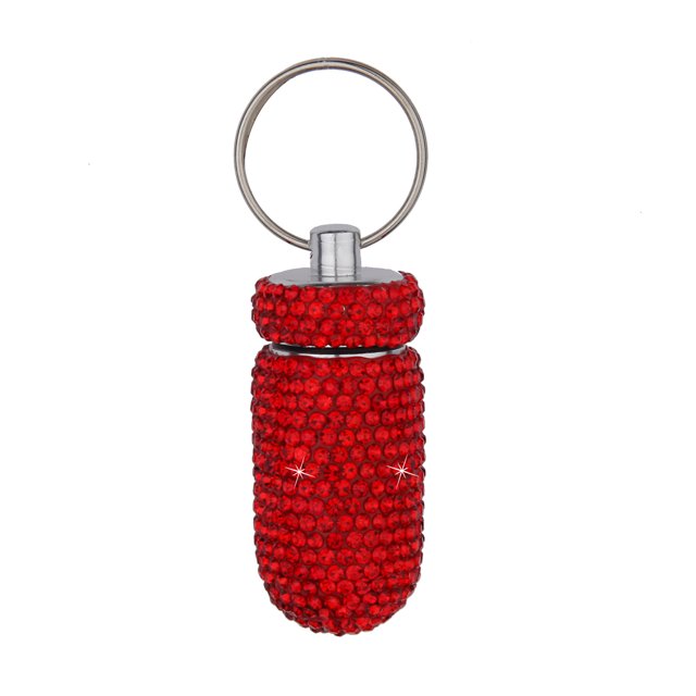 Bling Pill Container Portable Pill Bottle Case Waterproof Travel Medicine Box Crystal Mini Pill Holder Storage With Keychain For Outdoor