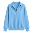 thumbnail image 7 of Warop Women's Lapel Button and Snap Sweatshirt Long Sleeve Loose Casual Pullover for Spring Winter and Daily, 7 of 7
