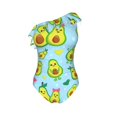 thumbnail image 4 of Yiaed Cartoon Avocado Print Women One Piece Swimsuits Tummy Control One Shoulder Bathing Suits Pattern Ruffle Swimwear-Large, 4 of 8