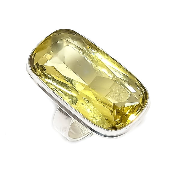 Natural Citrine Gemstone Handmade 925 Sterling Silver Jewelry Ring Size 6