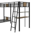 thumbnail image 6 of Harper & Bright Designs L-Shaped Metal Corner Bunk Bed with Two Ladders, Twin Over Twin Bunk Bed with Twin Loft Bed w/Desk and Shelf Brown, 6 of 10