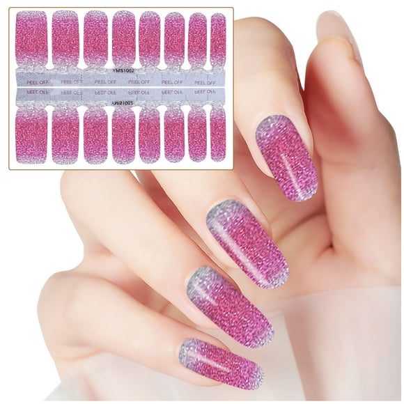 Sandistore Stick on Nails Short Clear Nail Stickers Glitter Gradient Color Full Wraps Polish Stickers Decal Strips Self-Ashesive Nail Sticker Sets For Women Girls Manicure Ideas for Short Nails