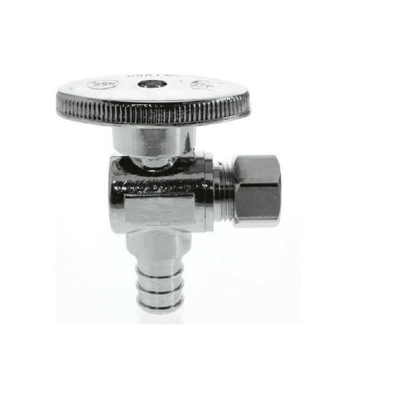 EZ-Fluid Pex Valve 3/8"OD Compression x 1/2" Pex Brass Angle Stop Valve