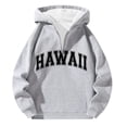 thumbnail image 3 of MHFRRA Sudadera con Capucha y Cremallera de Un Cuarto con Estampado de Letras, Informal, con Bolsillo Frontal, para Ropa de Calle, Moda, Ajuste Cómodo Gris claro, 3 of 3