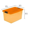 Sterilite 64 Quart Latching Plastic Storage Container, Purple & Orange